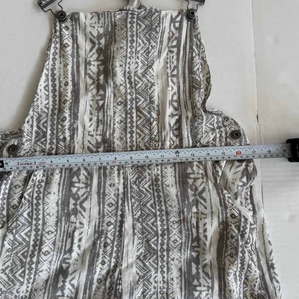 Linen Large Gray White Boho tribal overall jumper romper shorts playsuit Cali - Picture 9 of 12